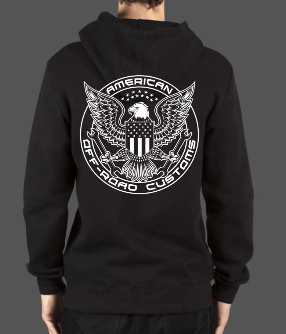 American Off-Road Customs black hoodie with the eagle logo